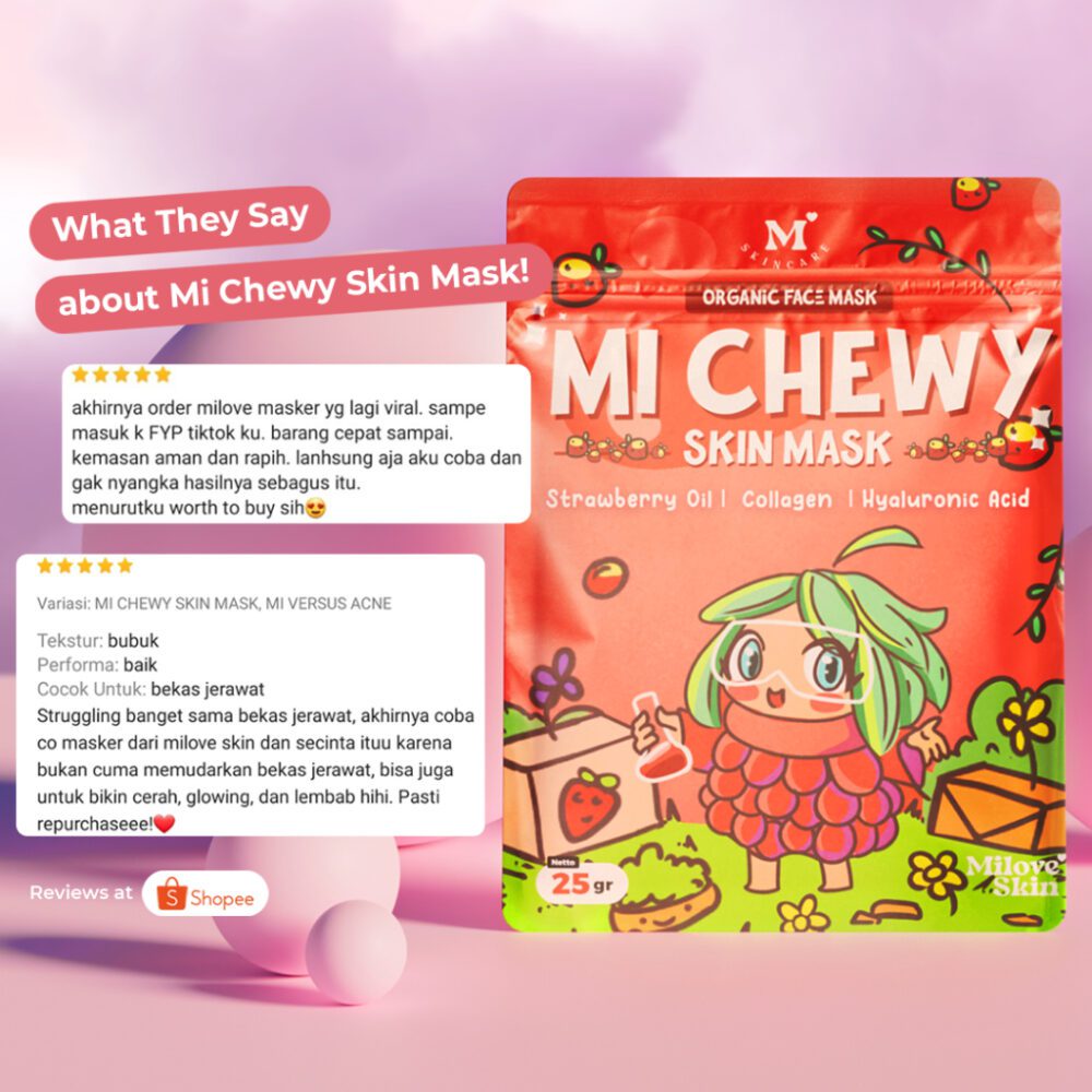 Milove Skin - Mi Chewy (Masker Wajah Organik Solusi Kulit Kering, Kulit Kusam, Dsb) - Gambar 5