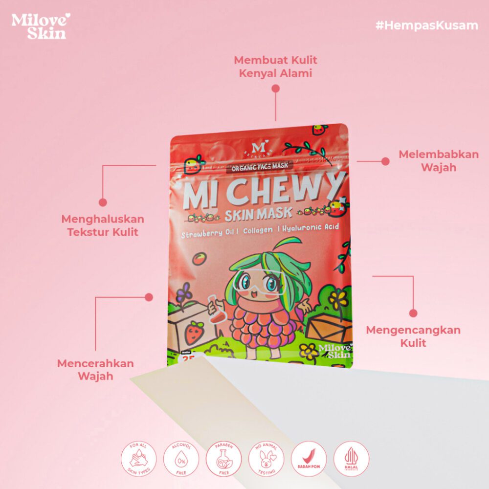 Milove Skin - Mi Chewy (Masker Wajah Organik Solusi Kulit Kering, Kulit Kusam, Dsb) - Gambar 2
