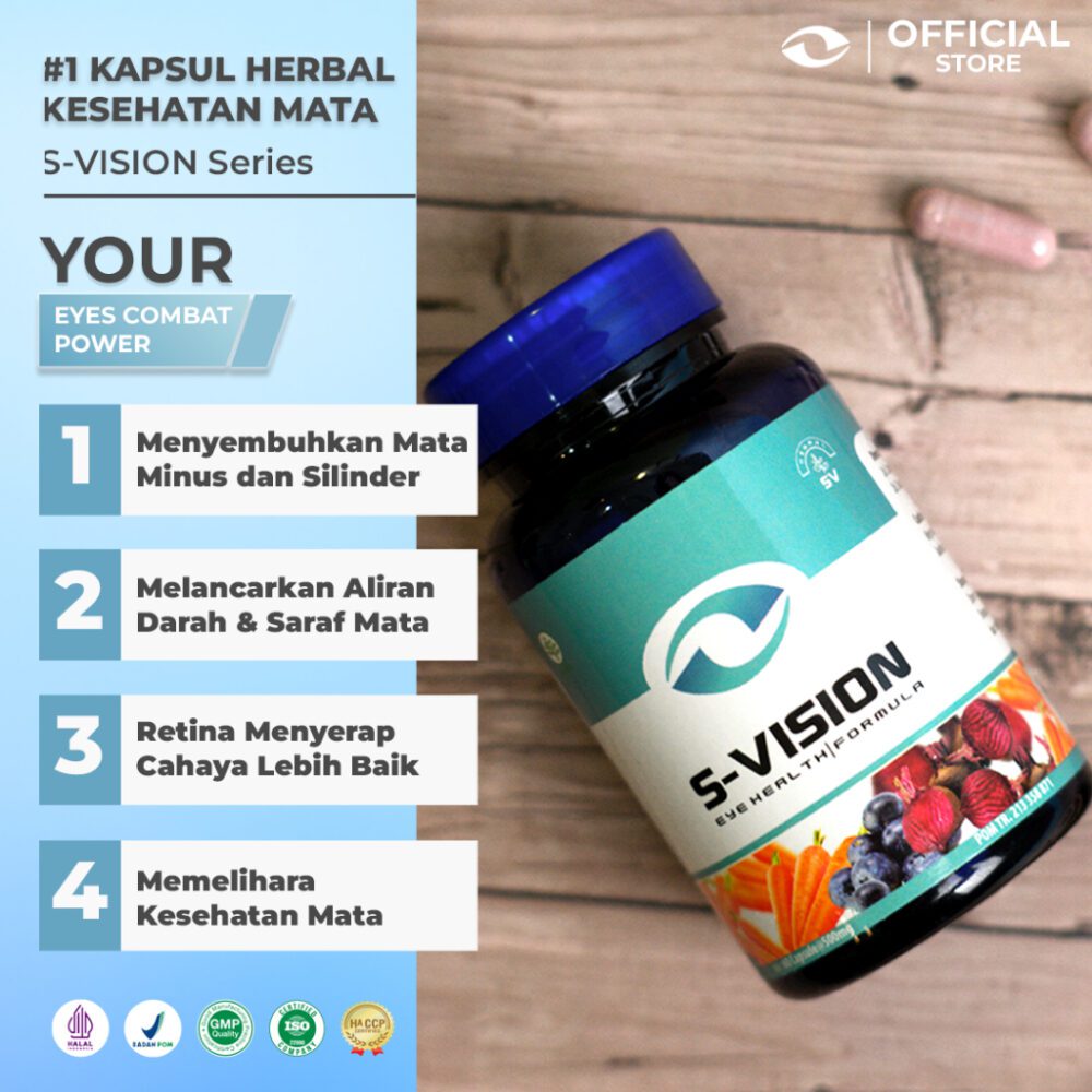 S-VISION (OBAT MATA MINUS, PLUS, SILINDER) - Paket Reseller 10 Botol 30 Kapsul