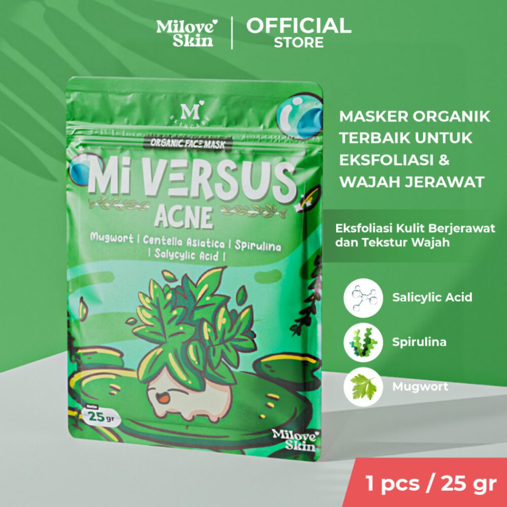 Milove Skin - Mi Versus Acne (Masker Wajah Organik Solusi Jerawat, Glowing, Bopeng, dsb)