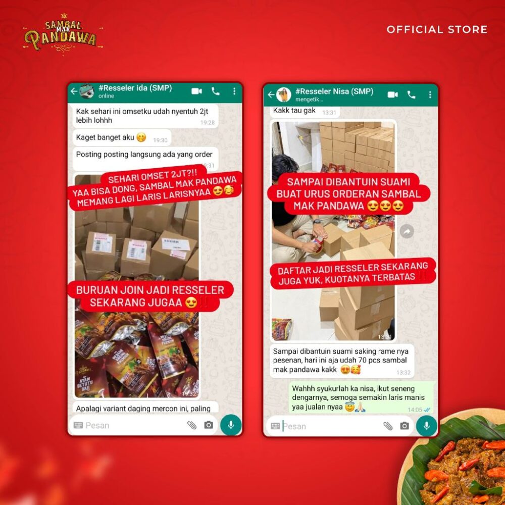 Paket Usaha Reseller Pengusaha Level Up- 50 pcs Sambal Mak Pandawa - Gambar 5