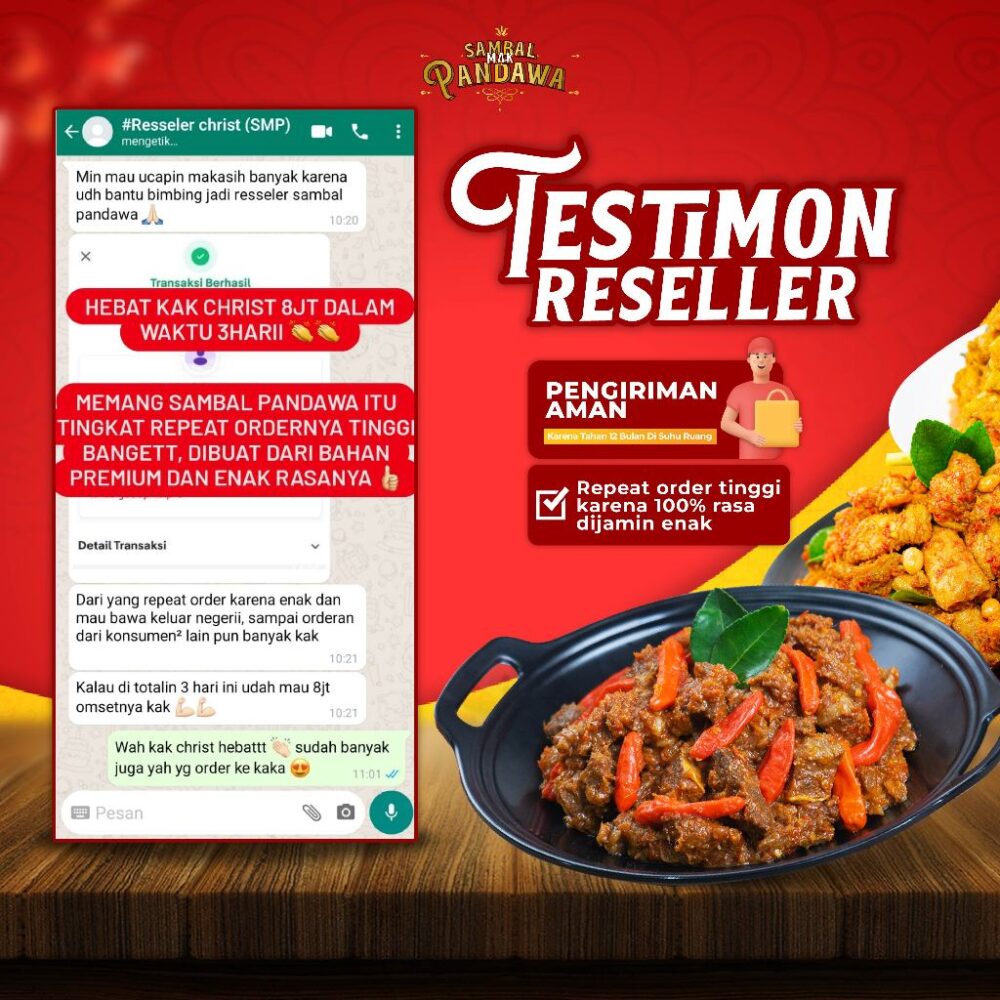 Paket Usaha Reseller Pengusaha Level Up- 50 pcs Sambal Mak Pandawa - Gambar 4