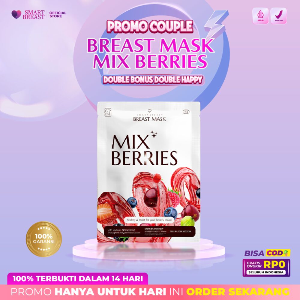 Smart Breast Mask - Masker Pembesar & Pengencang Payudara (MIX BERRIES 1 SASET)