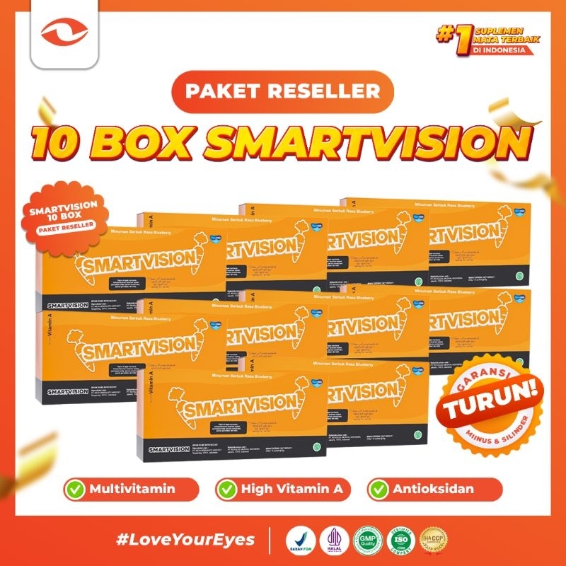SMART VISION Suplemen Kesehatan Mata Minus, Plus, Silinder Terbaik - Paket Reseller 10 BOX SMART VISION